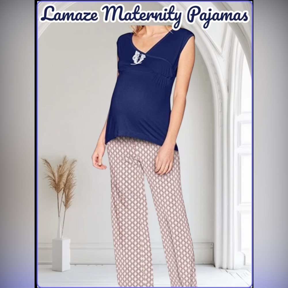 Lamaze Maternity 2pc Sleeveless Sleep Pant Set Sz Medium NWT